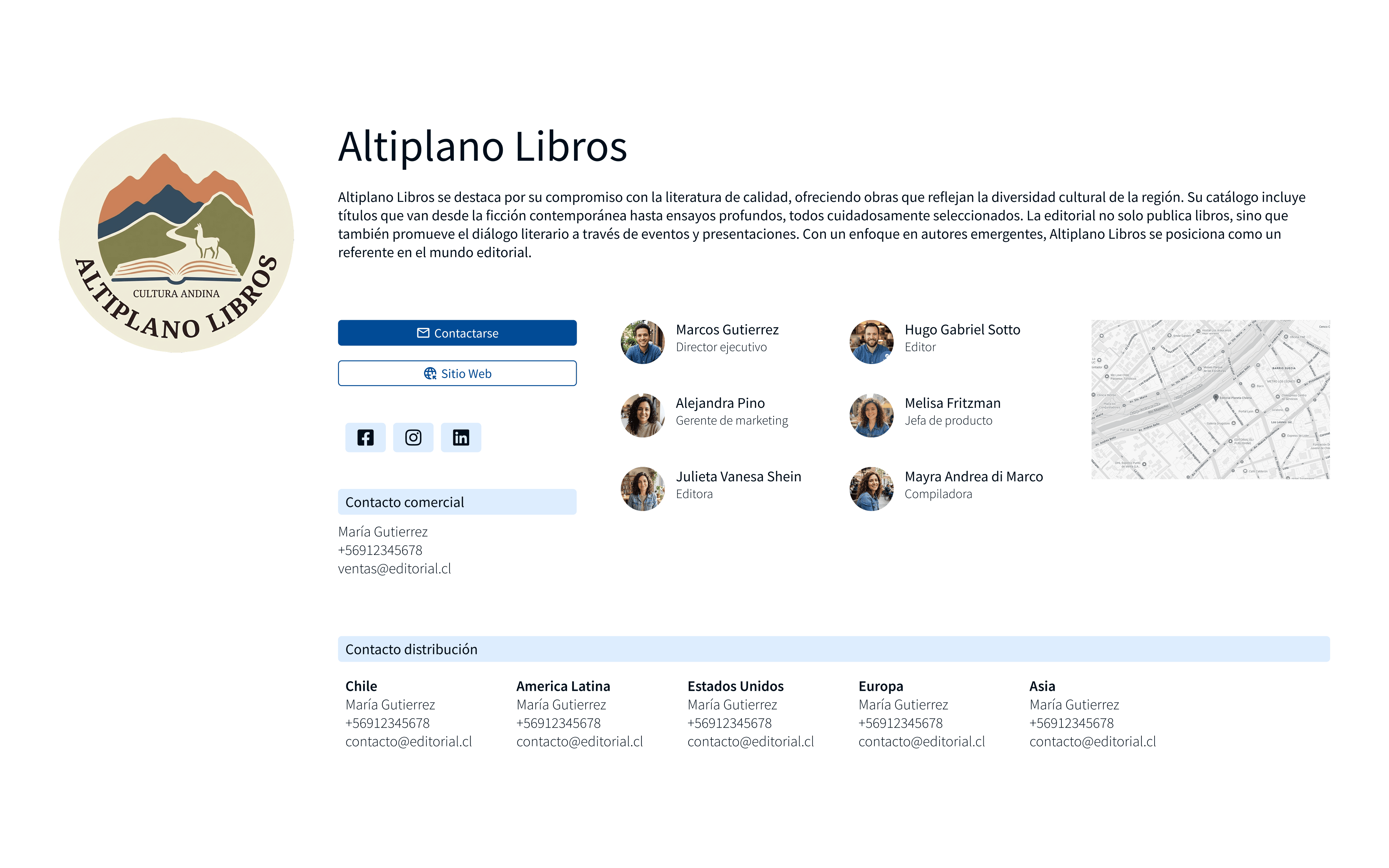 Ficha técnica detallada de una empresa editorial